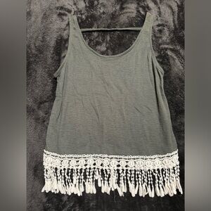 Sleeveless Top with Lace Trim